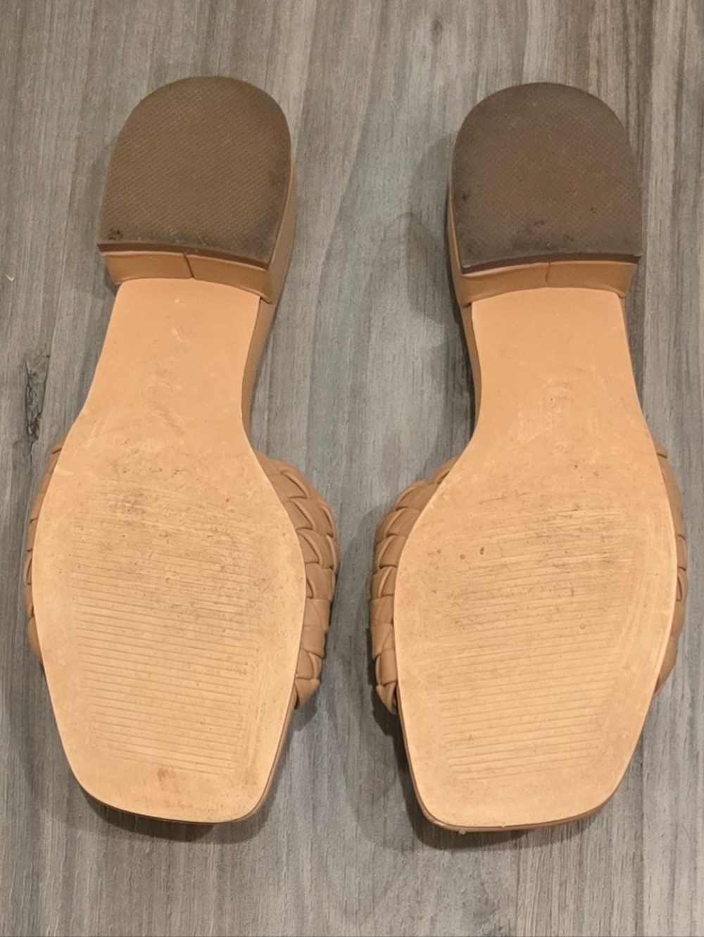 Rachel Zoe Woven Slide Sandals Nude Beige Block Heel Slip On Shoes Size 6.5 - Picture 8 of 9
